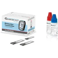 Glucofast Duo Blutzucker-Teststreifen und Kontrolllösung im Kombiset 50 St