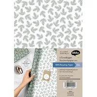 Dabelino Geschenkpapier Set Weihnachten: grün-weiße Tannenzweige