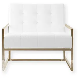 s-style möbel Loungesessel Elfriede Bouclé 84 x 81 x 89 cm Weiß/Gold