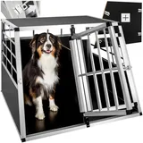 Tectake Hundetransportbox doppel, mit gerader Rückwand verschließbare Gittertür, mit schützenden Kunststoffecken