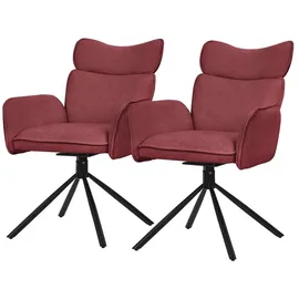 ML DESIGN modern liv Drehstuhl Polyester Rot 2er Set