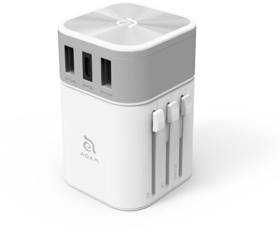 Adam Elements OMNIA T3 - Universal Travel Adapter mit USB-C und USB-A Charging Ports - Weiss