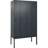C+P Spind Classic PLUS, Gestell, 4 Abteile, 2120x1200x500mm, 7016/7016 Verschluss Sicherheits-Drehriegel 4 Garderobenhaken Trennwand mittig