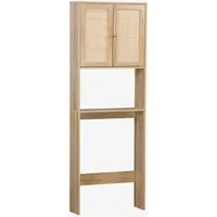 Sweeek WC-Regal mit Holzdekor und Rohrgeflecht - Sweeek