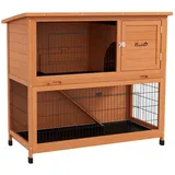 PawHut Kaninchenstall mit 2 Ebenen orange 123L x 63B x 112H cm