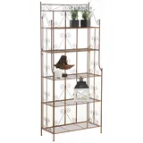 CLP Standregal Ciara Metallregal 5 klappbare Böden 80 x 30 x 150 cm Antik Braun