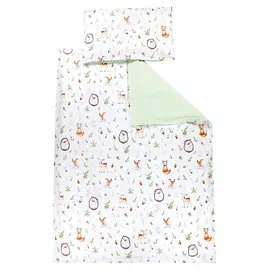 TupTam Kinder Bettwäsche Gemustert 2-Teilig Wendebettwäsche, Farbe: Lichtung/Rehe, Größe: 135x100 cm