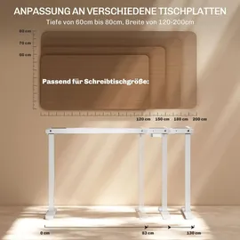 Homcom Höhenverstellbarer Schreibtisch Gestell mit 2 Motoren & Memory-Funktion Breitenverstellbar Tischgestell Belastbar bis 100KG mit ... - Weiß