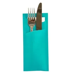 Prime Guest Bestecktasche Prime Fit in Petrol 85 x 190 mm, mit 2-lagiger Tissue-Serviette in Weiß - 500 Stück