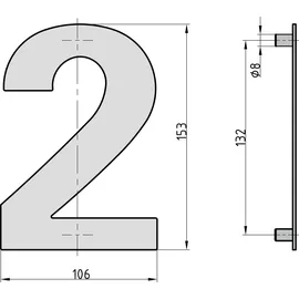 BASI | Hausnummer 2 Stahl Anthrazit Haus Nummer Zwei