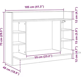 vidaXL Wand-Schreibtisch Weiß 105x48x75 cm Holzwerkstoff