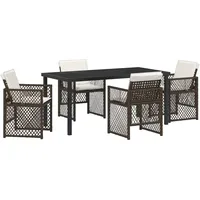 vidaXL Garten Essgruppe 5 pcs Braun Poly-Rattan - Braun