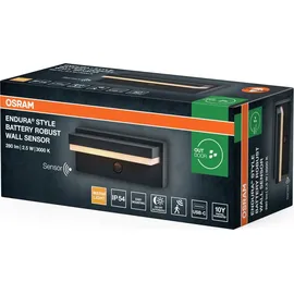 Osram Endura Style LED Akku Wandleuchte Robust, 2,5W, 3000K warmweiß, 180 lm, USB, PIR Sensor, 2 Monate