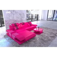 Couch Ecksofa Modern VENEDIG L Form Leder Design Sofa Ottomane LED Pink Schwarz