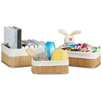 Relaxdays Regalkorb Bambus rechteckig 12 x 0 x 0 cm braun/weiß