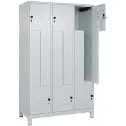 C+P Z-Spind Classic PLUS, Füßen, 6 Abteile, HxBxT 195x120x50cm, Sicherheitsdrehriegel, Hellgrau/Hellgrau von PROREGAL