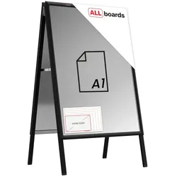ALLboards Doppelseitige Werbetafel, Kundenstopper, Größe: A1, in einem schwarzen Aluminiumrahmen