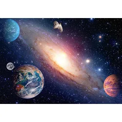 Fototapete PAPERMOON "PLANETEN-GALAXIE WELTALL UNIVERSUM WELTRAUM HIMMEL DEKO", bunt, B:3,50m L:2,60m, Vlies, Tapeten