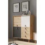 INOSIGN Highboard »Bill, mit drei Schubkästen und drei Türen,«, 120cm Breit mit verstellbaren Einlegeböden, massive Holzbeine, braun