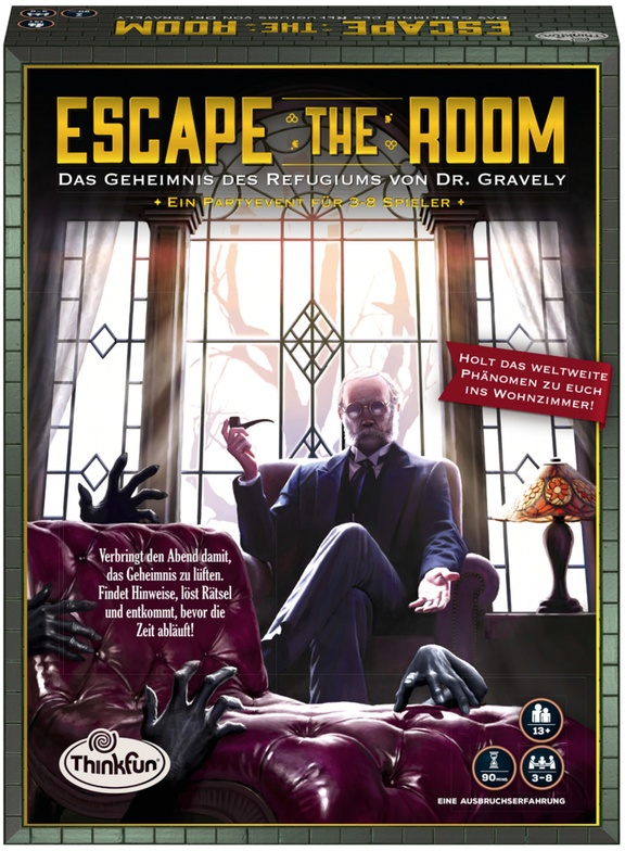 Thinkfun - 76310 - Escape The Room: Das Geheimnis Des Refugiums Von Dr. Gravely. Könnt Ihr Alle Geheimnise Und Rätsel Lösen? Ein Escape-Spiel Für Eins