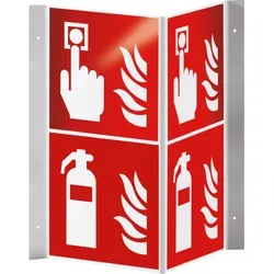 Dreifke® Brandschutz-Nasenschild Feuerlöscher und Brandmelder, Kunststoff, 200x400mm