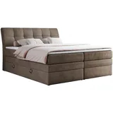 MKS Meble MKS Boxspringbett Braun Textil, 2-Sitzer, H3, Rechteckig, 160x200 cm, Schlafzimmer, Betten, Boxspringbetten