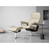 Stressless Relaxsessel STRESSLESS Consul Sessel Gr. Leder BATICK, Cross Base Braun, L, Rela x funktion-Drehfunktion-PlusTMSystem-Gleitsystem-BalanceAdaptTM, B/H/T: 91 cm x 102 cm x 79 cm, beige (cream batick) Lesesessel und Relaxsessel