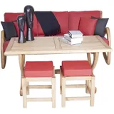 aea Komplett Dreisitzer Sofa Stilvolle Gartenmöbel 2x Hocker), Holz Esstisch