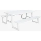 sweeek - Gartentisch aus Aluminium mit 2 Bänken, 6 Sitzplätze