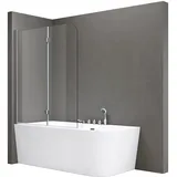 SoGood doporro 120x140 cm Design-Duschwand für Badewanne Badewannenaufsatz Duschabtrennung 6mm ESG-Sicherheitsglas inkl. NANO-Beschichtung Badewannenfaltwand
