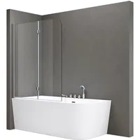 SoGood doporro 120x140 cm Design-Duschwand für Badewanne Badewannenaufsatz Duschabtrennung 6mm ESG-Sicherheitsglas inkl. NANO-Beschichtung Badewannenfaltwand