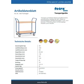 FETRA Tischwagen 1602 200 kg