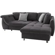 luma-home Ecksofa Schlafcouch L-Garnitur ausziehbar Ottomane rechts Mikrofaser Anthrazit, / 17007 - 2 Jahre Gewährleistung - mind. 14 Tage Rückgaberecht - Grau