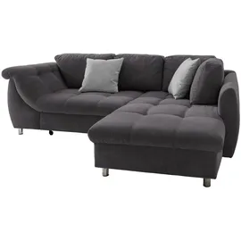 luma-home Ecksofa Schlafcouch L-Garnitur ausziehbar Ottomane rechts Mikrofaser Anthrazit, / 17007 - 2 Jahre Gewährleistung - mind. 14 Tage Rückgaberecht - Grau