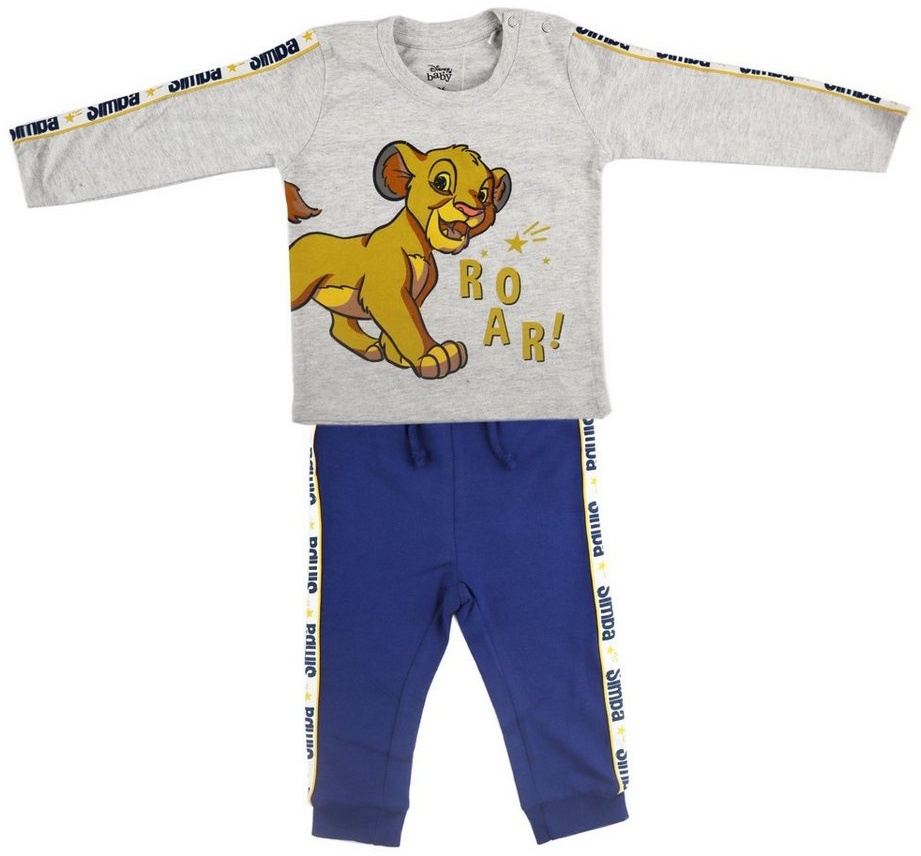 Disney Baby Langarmshirt König Der Löwen Simba Baby Jungen langarm Set Shirt Jogginghose Gr. 62 bis 86 grau 62