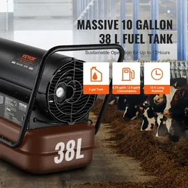 Vevor Kerosin-/Diesel-Warmluftheizung 100.000 BTU 29,3 kW Schwarz