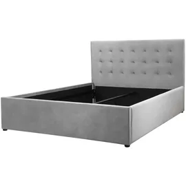 otto home Polsterbett OTTO HOME "Hamar, Knopfsteppung im Kopfteil, bis 250 KG belastbar", grau (hellgrau, hellgrau, hellgrau), B:149cm H:105cm L:217cm, 100% Polyester, Betten, Polsterbett, in verschiedenen Größen und Stoffen und Farben