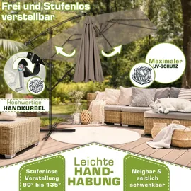tillvex Alu Sonnenschirm Rechteckig Ø 330 cm Cappuccino