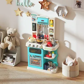 aiyaplay Kinderküche Spielküche mit Ofen Spüle Licht-und Soundfunktion (Grün)