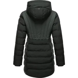 Ragwear Damen Wintermantel Warmer wasserdichter Steppmantel lang mit Kapuze Ashanta Block Dark Green23 Gr. XXL - XXL