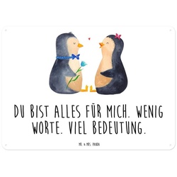 Mr. & Mrs. Panda Metallschild DIN A3 Pinguin Pärchen – Weiß – Geschenk, Blechschild, Metallschild, (1 St) weiß DIN A3