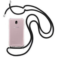Simplecase Handykette passend zu Samsung J7 Pro/J730 |Crossbody Phone Case Necklace | Schwarz | Hülle mit Kordel zum Umhängen | Silikon Handy Schutzhülle mit Band / Schnur mit Case zum umhängen