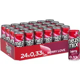 Mezzo Mix Berry Love - prickelnd-erfrischendes Mischgetränk mit Cola- und Beerengeschmack passend zum Valentinstag - Softdrink in Einweg Dosen (24 x 330 ml)