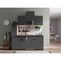 Respekta Küchenzeile Oliver E-Geräte 180 cm mit Glaskeramikkochfeld und Mikrowelle grau/eiche york nachbildung