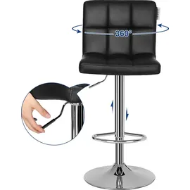 Songmics Barhocker 2er Set höhenverstellbar drehbar Kunstleder Schwarz