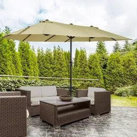 Outsunny Doppelsonnenschirm 455 x 270 cm Hellkaffee
