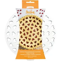 Decora Gitter Ausstecher Herzen, Kunststoff, weiß, 30 cm Kuchen