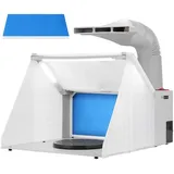 VIVOHOME Airbrush Absauganlage Tragbare Spritzkabine mit LED Beleuchtung Drehtisch und Filterschwamm für Modellbau Kuchen Handwerk Nagel Spielzeug Lackierarbeiten