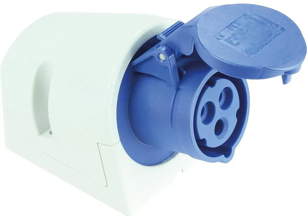 CEE-Wandsteckdose IP44 230V, 16A blau/grau PCE