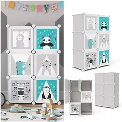 VICCO Kleiderschrank ANDY Kinder Regal DIY modular 6 Fächer Kleiderstange Steckregal